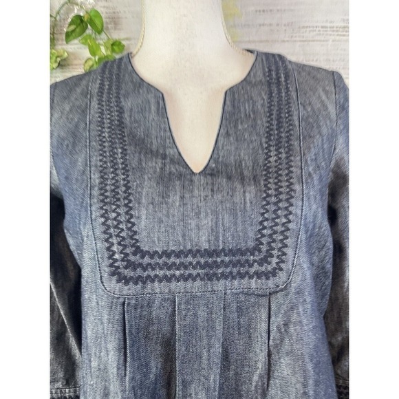 Boden Denim Jean Dress size 4 Embroidery A Line Above Knee Casual Boho Beach - Picture 6 of 14